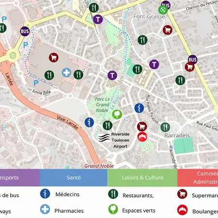 Aparthotel Riverside Toulouse Airport 2-ac-pkg-terrace-wifi-desk-airbus-meett Blagnac