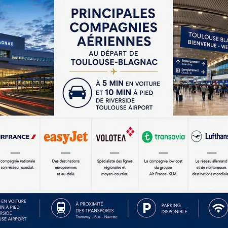 Aparthotel Riverside Toulouse Airport 2-ac-pkg-terrace-wifi-desk-airbus-meett 3*
